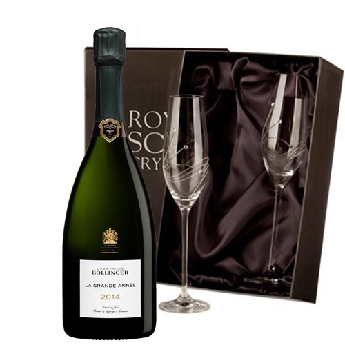 Bollinger Grande Annee 2014 Vintage 75cl With Diamante Crystal Flutes